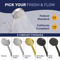 Finish and Flow All Metal 1-Spray Handshower Brushed Nickel / 2.5 GPM Brushed Nickel / 1.75 GPM - The Shower Head Store