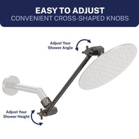 Easy to Adjust 12 Inch Adjustable Shower Arm Extension V3 12 Inch / Oil Rubbed Bronze - The Shower Head Store