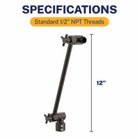 Specifications 12 Inch Adjustable Shower Arm Extension V3 12 Inch / Oil Rubbed Bronze - The Shower Head Store