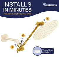 Installation 12 Inch Adjustable Shower Arm Extension 12 Inch / Brushed Gold - The Shower Head Store