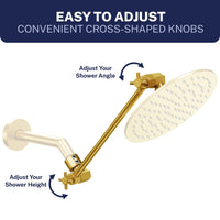 Easy to Adjust 12 Inch Adjustable Shower Arm Extension 12 Inch / Brushed Gold - The Shower Head Store