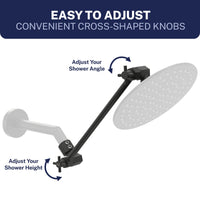 Easy to Adjust 12 Inch Adjustable Shower Arm Extension V3 12 Inch / Matte Black - The Shower Head Store