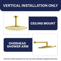 Installation 12 Inch Rain Shower Head Brushed Gold / 2.5 - The Shower Head Store