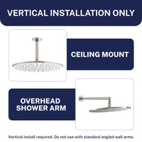 Installation 12 Inch Rain Shower Head Brushed Nickel / 2.5 - The Shower Head Store
