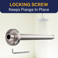 Locking Screw Straight Shower Arm Brushed Nickel / 12 Inch - The Shower Head Store
