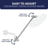 Easy to Adjust 16 Inch Extra Long Adjustable Shower Arm Extension Pipe Raise or Lower Shower Head Height High Quality Metal Construction Chrome 16 Inch / Chrome - The Shower Head Store