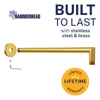 Built to Last J-Shaped Overhead Shower Arm Brushed Gold - The Shower Head Store