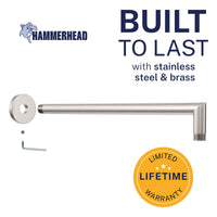 Built to Last J-Shaped Overhead Shower Arm Brushed Nickel - The Shower Head Store