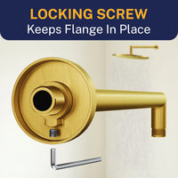 Locking Screw J-Shaped Overhead Shower Arm Brushed Gold - The Shower Head Store