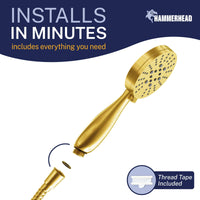 Installation All Metal 3-Spray Handheld Shower Head, Handshower Only Brushed Gold / 2.5 GPM Brushed Gold / 1.75 GPM - The Shower Head Store