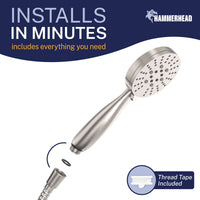 Installation All Metal 3-Spray Handheld Shower Head, Handshower Only Brushed Nickel / 2.5 GPM Brushed Nickel / 1.75 GPM - The Shower Head Store