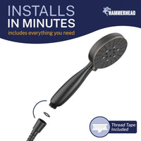 Installation All Metal 3-Spray Handheld Shower Head, Handshower Only Oil Rubbed Bronze / 2.5 GPM Oil Rubbed Bronze / 1.75 GPM - The Shower Head Store
