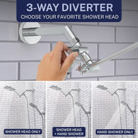 3-Way Diverter Square Dual Shower Head Set Chrome / 2.5 - The Shower Head Store