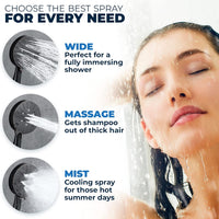 Handheld Shower Head 3-Spray Dual with Adjustable Arm Matte Black / 2.5 GPM - The Shower Head Store