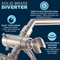 Diverter 3-Spray Dual with Adjustable Arm Brushed Nickel / 2.5 GPM - The Shower Head Store