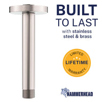 Built to Last Straight Shower Arm Brushed Nickel / 6 Inch - The Shower Head Store