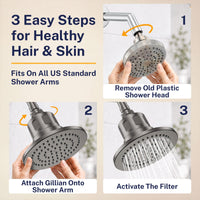 Easy Steps Gillian — The METAL Filtered Shower Head HammerHead Gray / 2.5 GPM HammerHead Gray / 1.75 GPM - The Shower Head Store