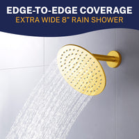 Extra Wide Metal 8 Inch Rain Shower Head Rainfall Showerhead Brushed Gold / 2.5 GPM Brushed Gold / 1.75 GPM - The Shower Head Store
