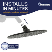 Installation Metal 8 Inch Rain Shower Head Rainfall Showerhead Matte Black / 2.5 GPM Matte Black / 1.75 GPM - The Shower Head Store