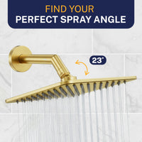 Perfect Spray Angle Square Rain Shower Head Brushed Gold / 2.5 - The Shower Head Store