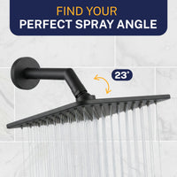 Perfect Spray Angle Square Rain Shower Head Matte Black / 2.5 - The Shower Head Store