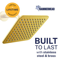 Built to Last Square Rain Shower Head Brushed Gold / 2.5 - The Shower Head Store