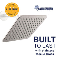 Built to Last Square Rain Shower Head Brushed Nickel / 2.5 - The Shower Head Store