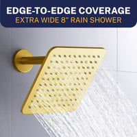 Wide Coverage Square Rain Shower Head Brushed Gold / 2.5 - The Shower Head Store