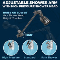 Infographic 2-Inch High Pressure Shower Head with Adjustable Shower Arm Oil Rubbed Bronze / 2.5 - The Shower Head Store