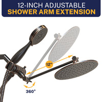 Adjustable Arm 3-Spray Dual with Adjustable Arm Oil Rubbed Bronze / 2.5 GPM - The Shower Head Store