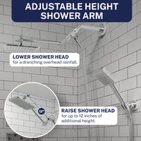 Adjustable Height Shower Arm Square Dual Shower Head Set Chrome / 2.5 - The Shower Head Store