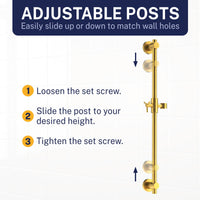 Adjustable Posts Slide Bar with 3-Spray Hand Held Shower Head & Hose Brushed Gold / 2.5 GPM Brushed Gold / 1.75 GPM - The Shower Head Store