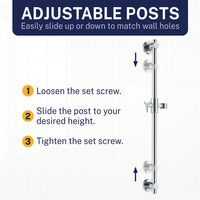 Adjustable Post ALL Metal Shower Slide Bar with Hand Held Shower Head & Hose Chrome / 2.5 GPM Chrome / 1.75 GPM - The Shower Head Store
