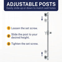 Adjustable Post Slide Bar with 3-Spray Hand Held Shower Head & Hose Chrome / 2.5 GPM Chrome / 1.75 GPM - The Shower Head Store