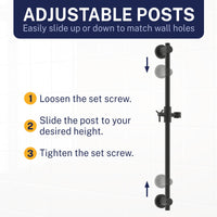Adjustable Posts Slide Bar with 3-Spray Hand Held Shower Head & Hose Matte Black / 2.5 GPM Matte Black / 1.75 GPM - The Shower Head Store