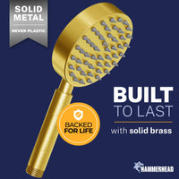 Built to Last All Metal 1-Spray Handshower Brushed Gold / 2.5 GPM Brushed Gold / 1.75 GPM - The Shower Head Store