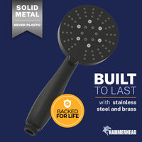Built to Last All Metal 3-Spray Handheld Shower Head, Handshower Only Matte Black / 2.5 GPM Matte Black / 1.75 GPM - The Shower Head Store