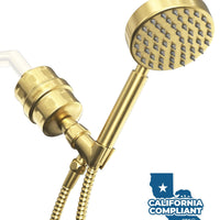 Main Image All Metal Shower Head Filter with 1-Spray Handheld Shower Head Set Brushed Gold / 1.75 GPM - The Shower Head Store