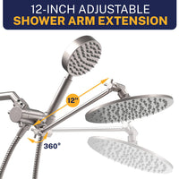 Adjustable Arm 1-Spray Dual with Adjustable Arm Brushed Nickel / 2.5 GPM - The Shower Head Store