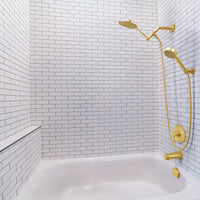 Lifestyle All Metal Dual Shower Head with Adjustable Arm and Shower Head Wall Mount with Valve and Trim Brushed Gold / 2.5 - The Shower Head Store