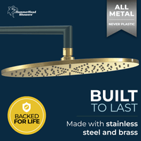 Built to Last 12 Inch Rain Shower Head Brushed Gold / 2.5 - The Shower Head Store