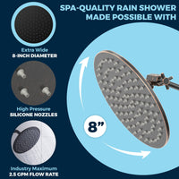 Rain Shower Head 3-Spray Dual with Adjustable Arm Oil Rubbed Bronze / 2.5 GPM - The Shower Head Store