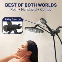Best of Both Worlds 3-Spray Dual with Adjustable Arm Matte Black / 2.5 GPM - The Shower Head Store
