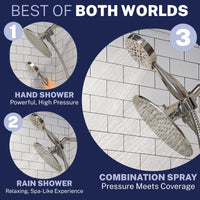 Best of Both Worlds All Metal 3-Spray Dual Shower Head Combo Chrome / 2.5 GPM - The Shower Head Store