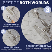 Best of Both Worlds 3-Spray Dual Shower Head Brushed Nickel / 1.75 GPM - The Shower Head Store
