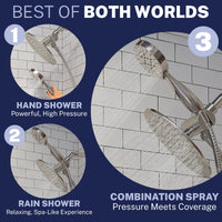 Best of Both Worlds 3-Spray Dual Shower Head Combo Chrome / 1.75 GPM - The Shower Head Store