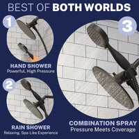 Best of Both Worlds 3-Spray Dual Shower Head Combo Matte Black / 2.5 GPM - The Shower Head Store