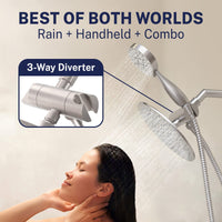 Best of Both Worlds 3-Spray Dual Shower Head Brushed Nickel / 1.75 GPM - The Shower Head Store