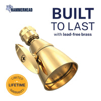 Built to Last HammerHead Showers 2-Inch Shower Head Polished Brass / 2.5 GPM Polished Brass / 1.75 GPM - The Shower Head Store