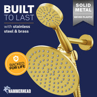 Built to Last 3-Spray Dual Shower Head Brushed Gold / 1.75 GPM - The Shower Head Store